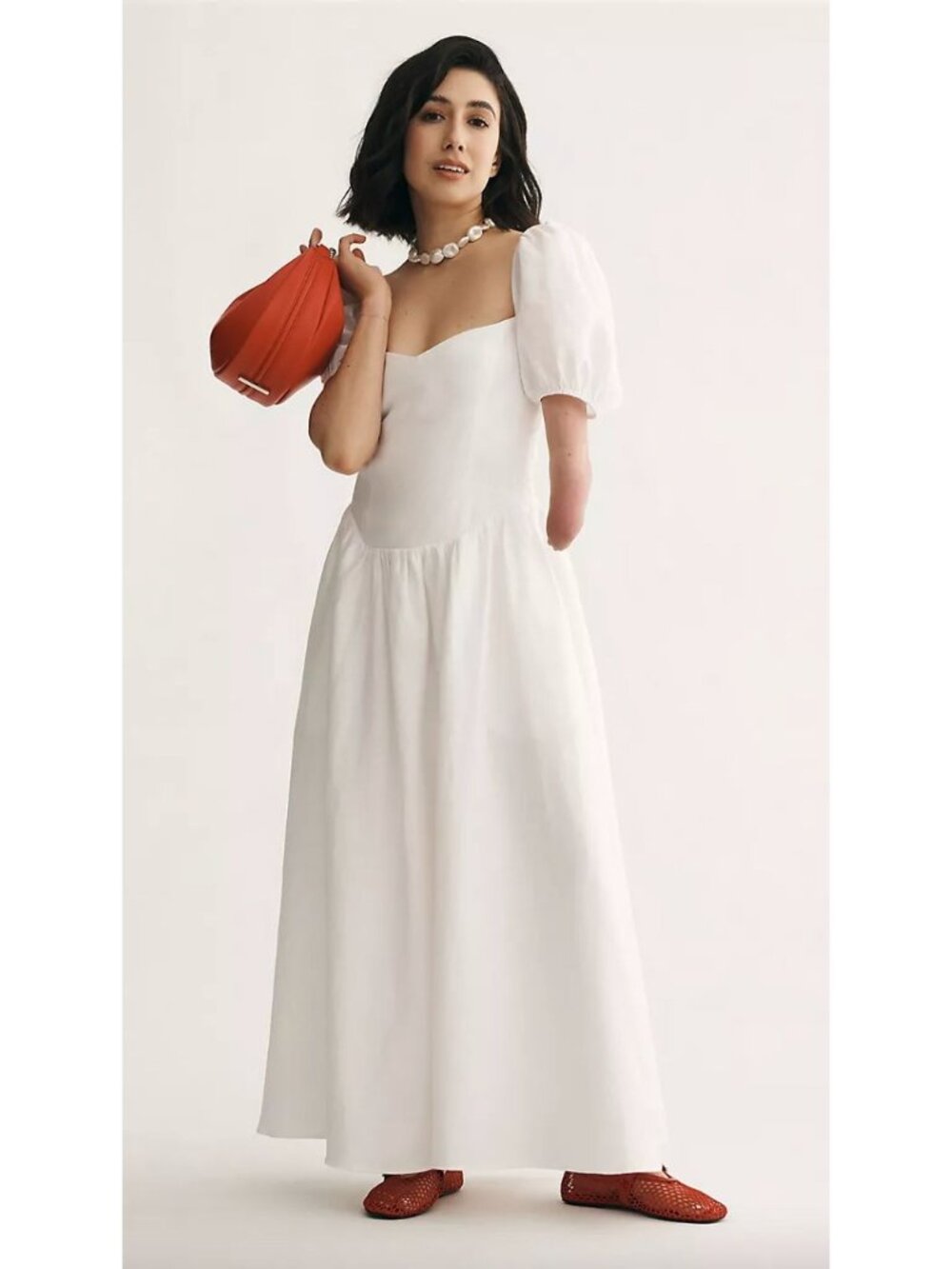 Anthropologie Reformation $278 Davila Linen Midi Dress White Size 4